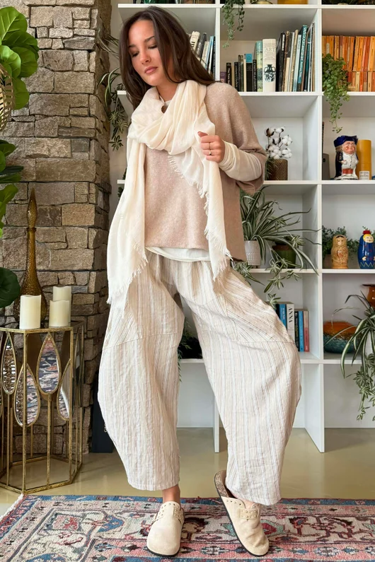 Essential Cashmere Blend Sheer Layering Top Ecru - **
